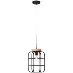 Brilliant Gwen Luce Pendente Metallo Legna Nero | 250mm - Adatto per 1x E27